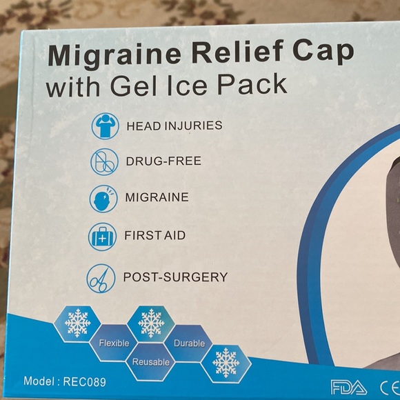 Migraine Relief Cap With Gel Ice Pack Soothe Pain & Relieve Fatigue - Picture 7 of 10